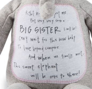Mudpie Big Sister Sharing Poem Elephant Plush - The Monogram Shoppe
