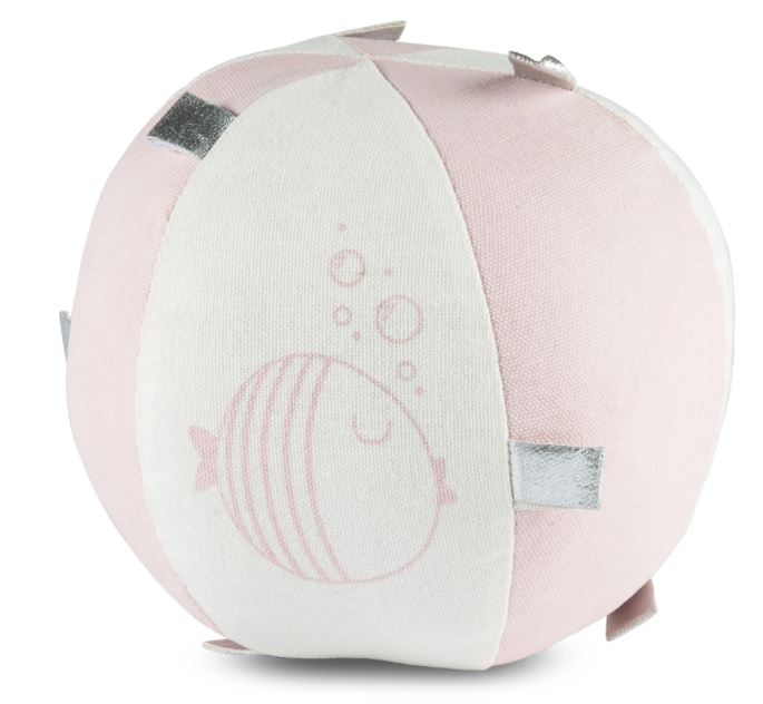 Lil' Pyar Light Pink Fish & Bubbles Rattle Ball - The Monogram Shoppe