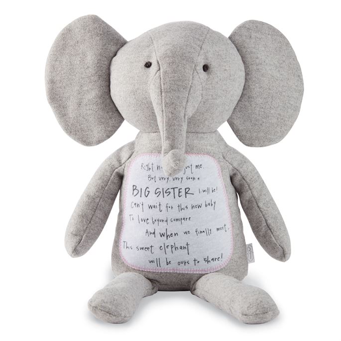 Mudpie Big Sister Sharing Poem Elephant Plush - The Monogram Shoppe
